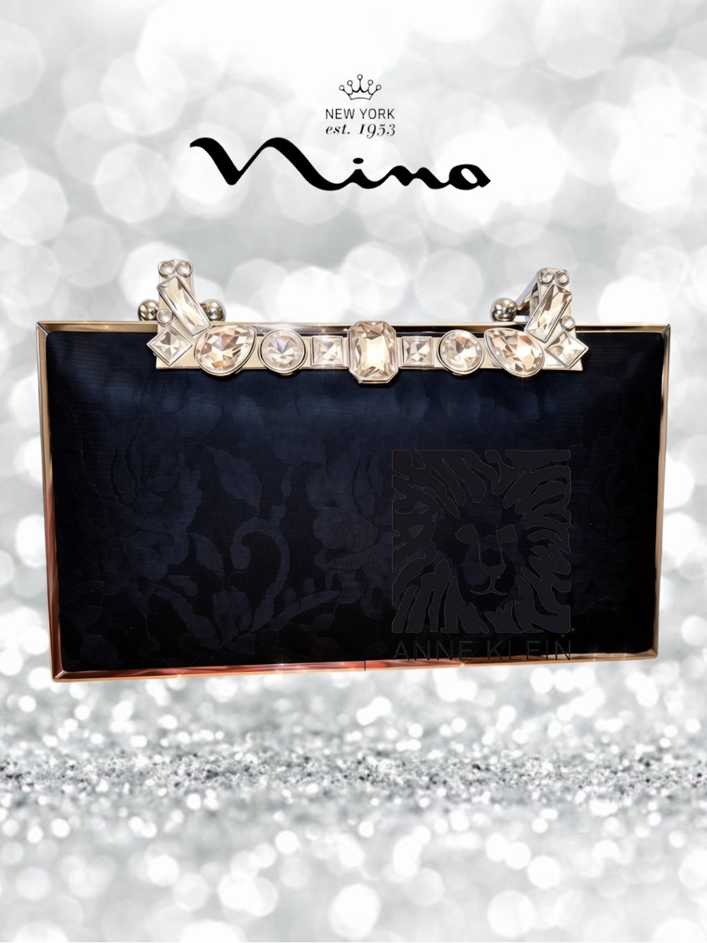 NWT Nina Boujee Black Lace Minaudiere Clutch Bag GORGEOUS!